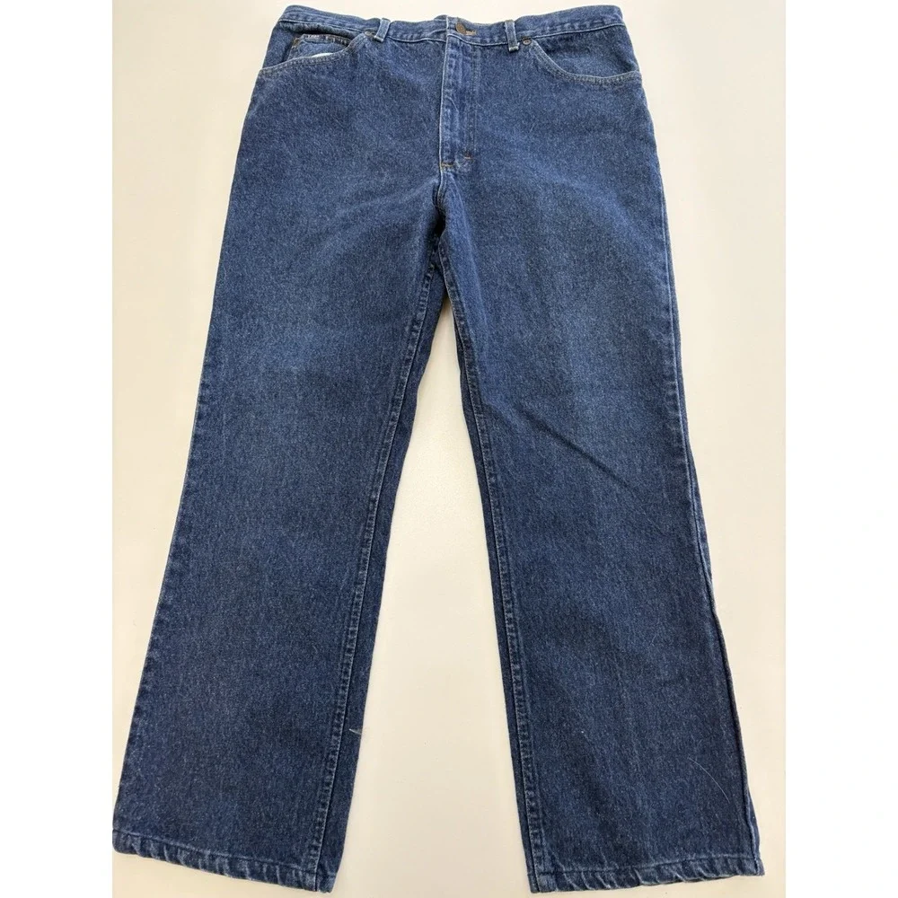 VTG 90s Lees Denim Jeans Rugged Workwear SZ 38x32 Blue